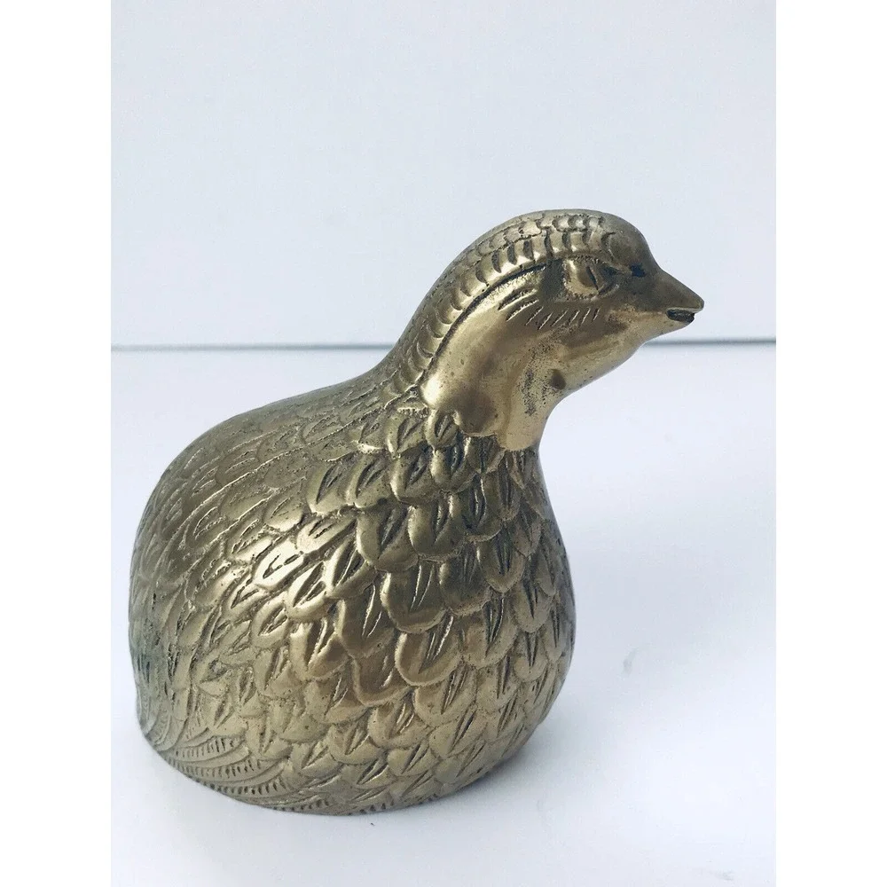 Brass Paperweight Quail Figurine‎ Bird Vintage